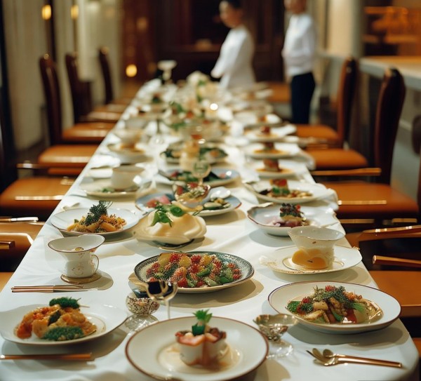 酒店餐饮中餐十人位摆台，细节把控服务品质，标准彰显专业素养