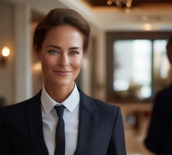 酒店服务行业礼仪展示图，专业规范与人文温度的视觉呈现